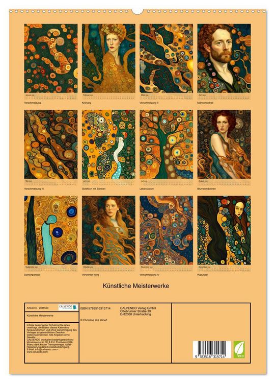 Produktbild: K&uuml;nstliche Meisterwerke (hochwertiger Premium Wandkalender 2026 DIN A2 hoch), Kunstdruck in Hochglanz