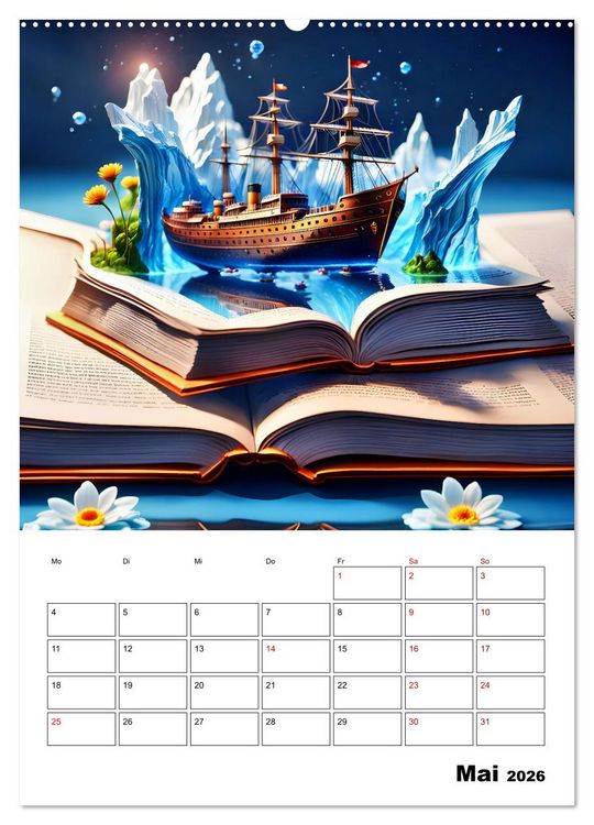 Produktbild: Magische surreale Buchwelten (Wandkalender 2026 DIN A2 hoch), CALVENDO Monatskalender