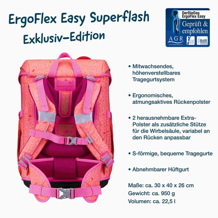 Produktbild: DerDieDas Schulranzen Set ErgoFlex Easy Superflash, Schulranzen Set, 5tlg, Coral Reef
