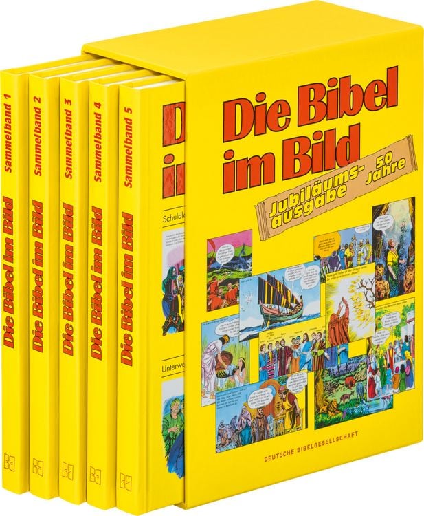 Produktbild: Comic-Reihe &bdquo;Die Bibel im Bild&ldquo;. 50 Jahre-Jubil&auml;umsausgabe. Kinderbuch-Klassiker ab 8 Jahren mit Geschichten aus dem Alten und Neuen Testament als Comics. 5 Sammelb&auml;nde im Schuber