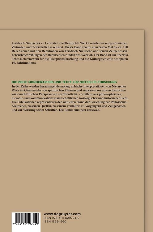 Produktbild: Rezensionen und Reaktionen zu Nietzsches Werken