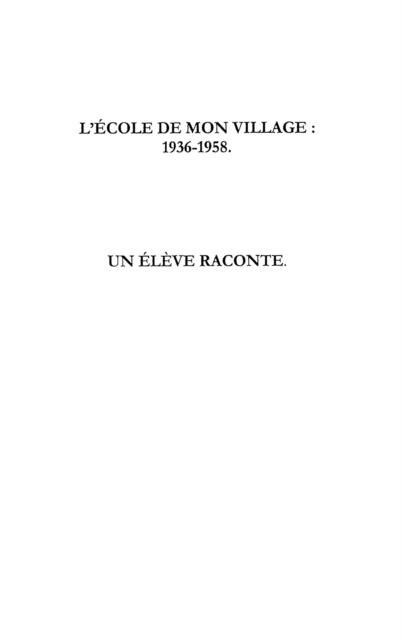 Produktbild: L'ecole De Mon Village : 1936-1958