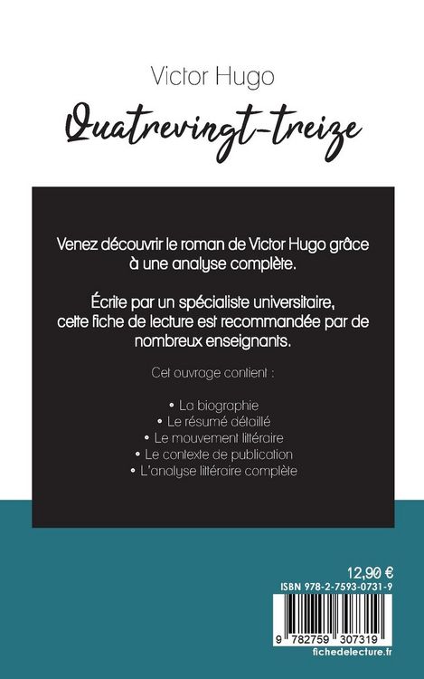 Produktbild: Quatrevingt-treize de Victor Hugo (fiche de lecture et analyse compl&egrave;te de l'oeuvre)