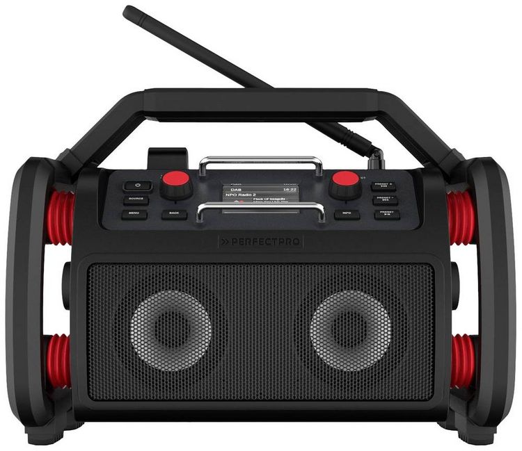 Produktbild: PerfectPro RockPro Baustellenradio DAB+, UKW AUX, Bluetooth&reg;, USB Akku-Ladefunktion, spritzwassergesch&uuml;tzt, staubdicht, sto&szlig;fest