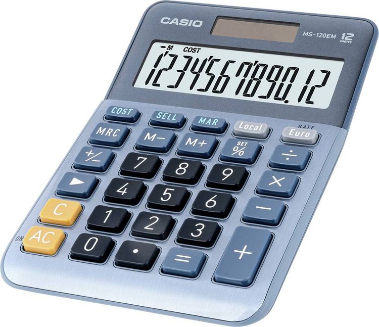 Produktbild: Casio MS-120EM Tischrechner Blau Display (Stellen): 12 solarbetrieben (L x B) 101 mm x 149 mm