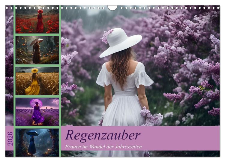 Produktbild: Regenzauber - Frauen im Wandel der Jahreszeiten (Wandkalender 2026 DIN A3 quer), CALVENDO Monatskalender