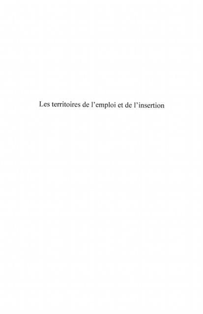 Produktbild: Les territoires de l'emploi et de l'insertion