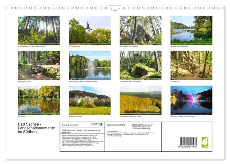 Produktbild: Bad Sachsa - Landschaftsmomente im S&uuml;dharz (Wandkalender 2027 DIN A3 quer), CALVENDO Monatskalender