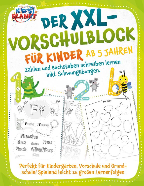 Produktbild: Der XXL-Vorschulblock f&uuml;r Kinder ab 5 Jahren: Zahlen und Buchstaben schreiben lernen inkl. Schwung&uuml;bungen. Perfekt f&uuml;r Kindergarten, Vorschule und Gru