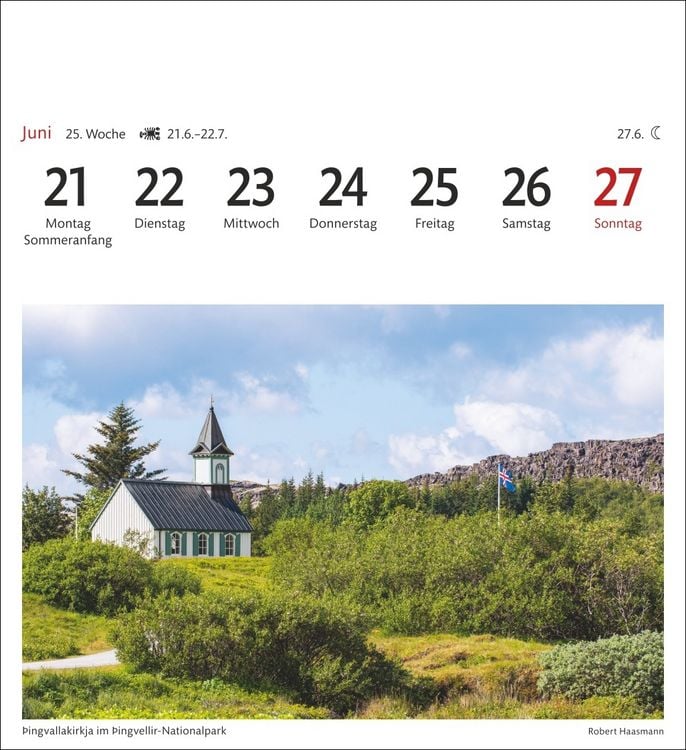 Produktbild: Island Sehnsuchtskalender 2027 - Wochenkalender mit 53 Postkarten
