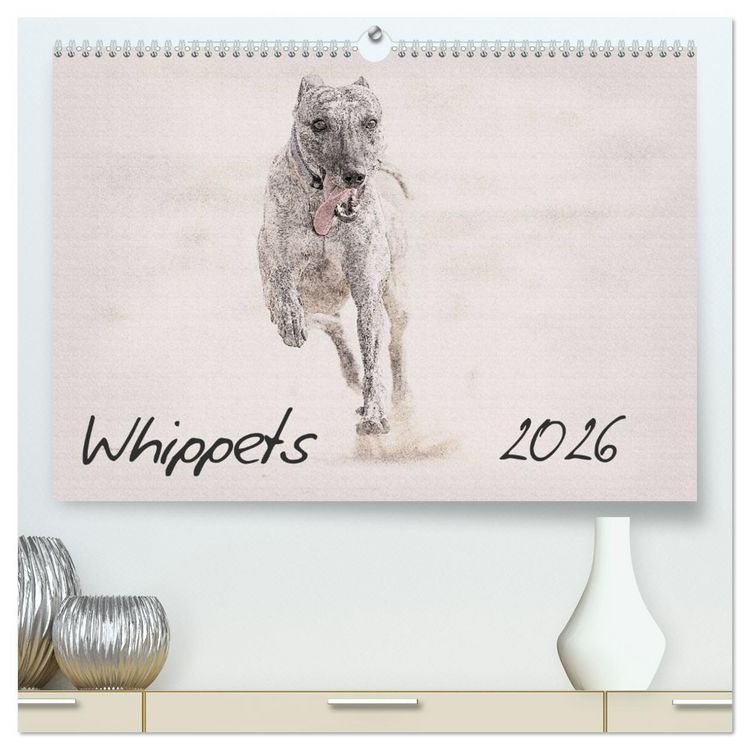 Produktbild: Whippets 2026 (High Quality Premium Wall Calendar 2026 DIN A2 landscape),CALVENDO 12 Month Wall Calendar