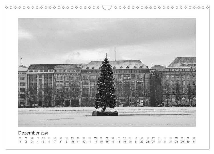 Produktbild: Hamburg in schwarz-weiss (Wandkalender 2026 DIN A3 quer), CALVENDO Monatskalender