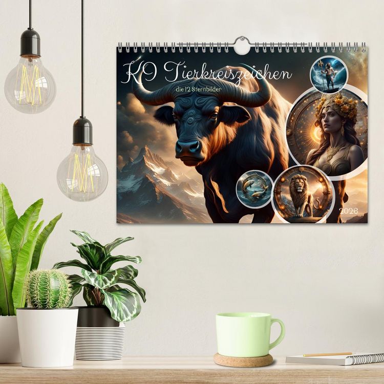 Produktbild: KI Tierkreiszeichen (Wandkalender 2026 DIN A4 quer), CALVENDO Monatskalender
