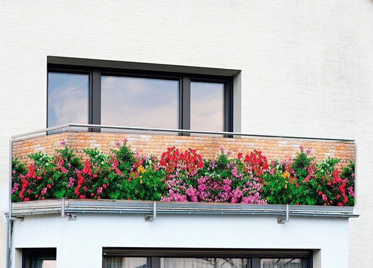Produktbild: Balkon-Sichtschutz Mod. Mauerblumen, 5 m, UV- und witterungsbest&auml;ndig