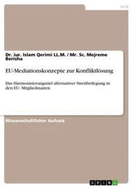 Produktbild: EU-Mediationskonzepte zur Konfliktl&ouml;sung