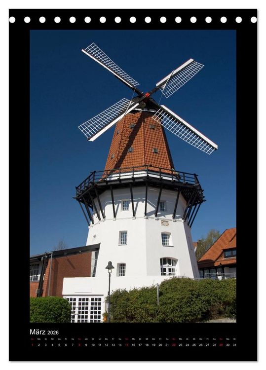Produktbild: Windm&uuml;hlen in Deutschland (Tischkalender 2026 DIN A5 hoch), CALVENDO Monatskalender