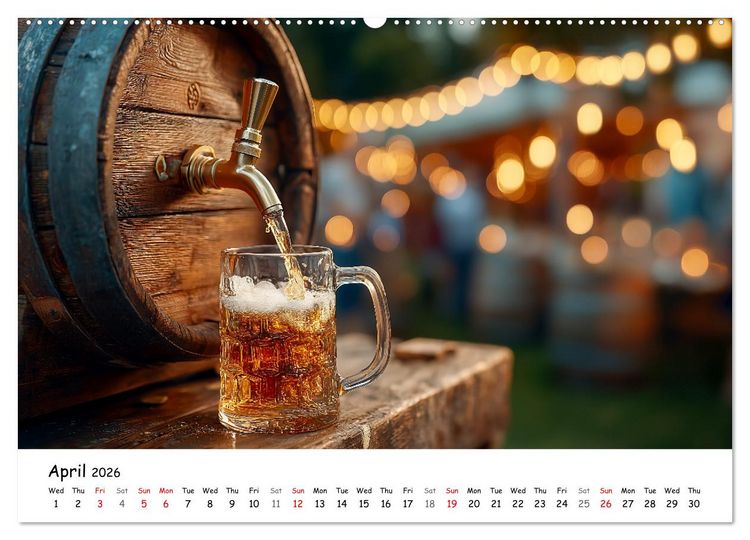 Produktbild: A Year of Beer - Bavarian Brews and Scenic Views (High Quality Premium Wall Calendar 2026 DIN A2 landscape),CALVENDO 12 Month Wall Calendar