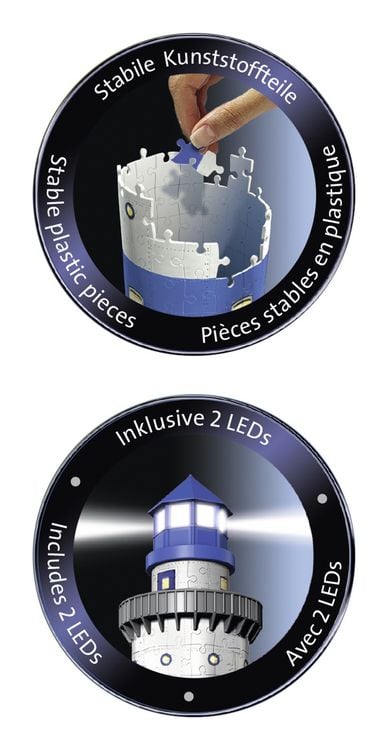 Produktbild: 3D Puzzle Ravensburger Leuchtturm bei Nacht 216 Teile
