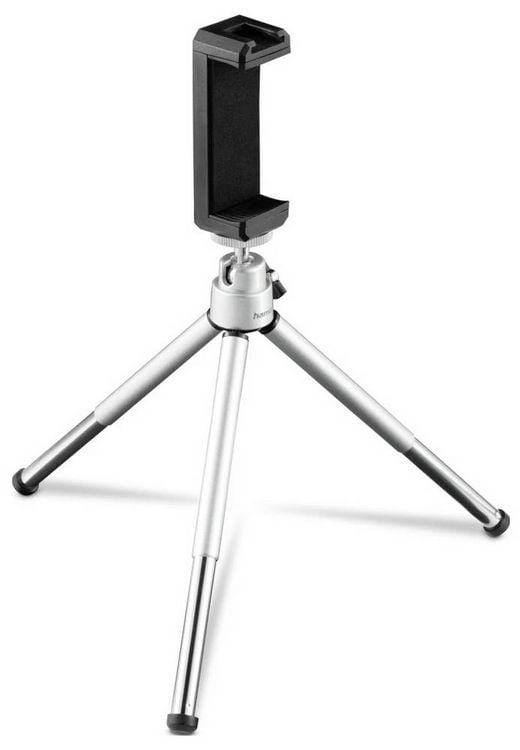 Produktbild: Hama Fancy 2in1 Ministativ 1/4 Zoll Arbeitsh&ouml;he=12 - 16 cm Silber F&uuml;r Smartphones und GoPro, inkl. Smartphonehalter