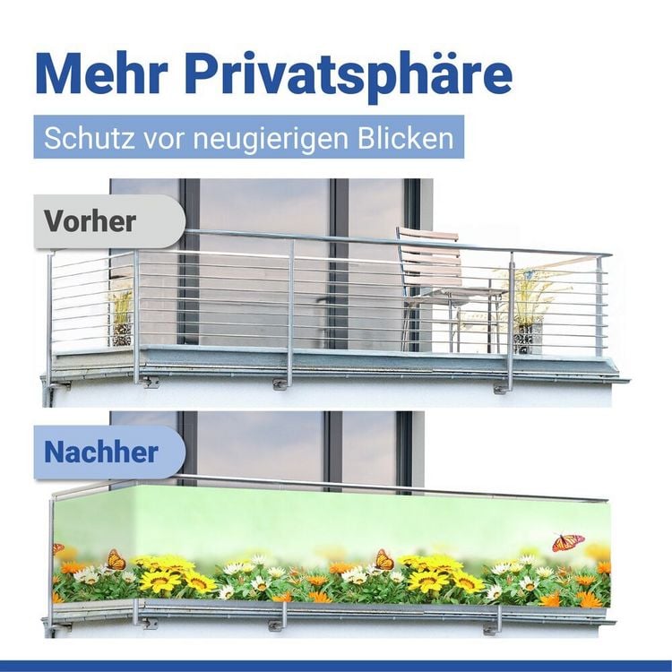 Produktbild: Balkon-Sichtschutz Mod. Schmetterling, 5 m, UV- und witterungsbest&auml;ndig