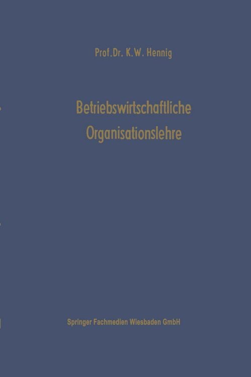 Produktbild: Betriebswirtschaftliche Organisationslehre