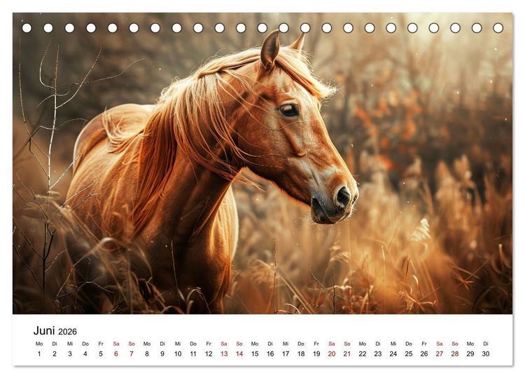 Produktbild: Wilde M&auml;hnen: Ein Jahr mit Pferden (Tischkalender 2026 DIN A5 quer), CALVENDO Monatskalender