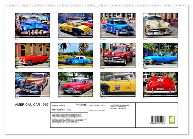 Produktbild: AMERICAN CAR 1950 (hochwertiger Premium Wandkalender 2026 DIN A2 quer), Kunstdruck in Hochglanz