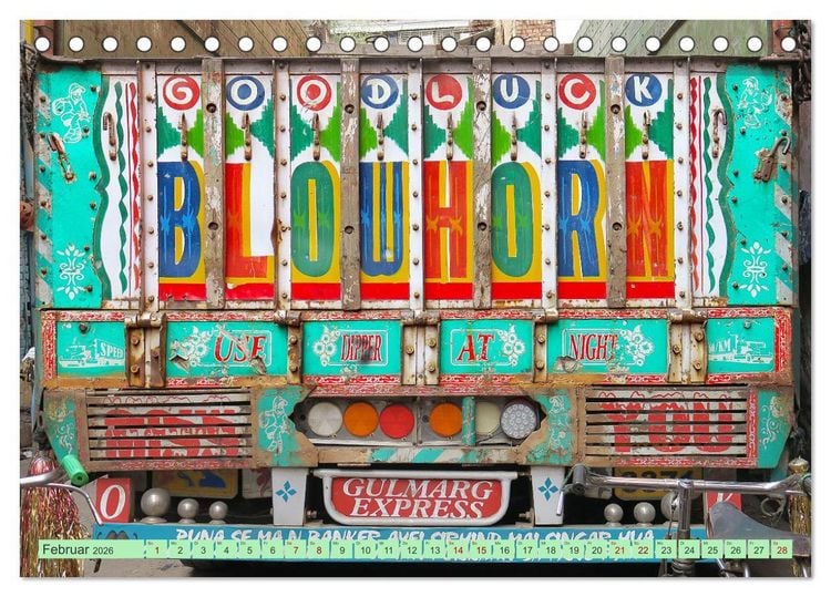 Produktbild: Indien Farbenfrohe LKW (Tischkalender 2026 DIN A5 quer), CALVENDO Monatskalender