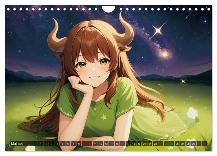 Produktbild: Manga Kalender Sternzeichen (Wandkalender 2026 DIN A4 quer), CALVENDO Monatskalender