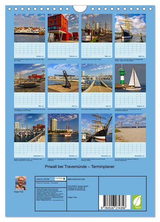Produktbild: Priwall bei Travem&uuml;nde &ndash; Terminplaner (Wandkalender 2026 DIN A4 hoch), CALVENDO Monatskalender