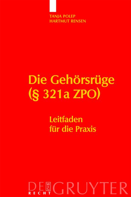Produktbild: Die Geh&ouml;rsr&uuml;ge (&sect; 321a ZPO)