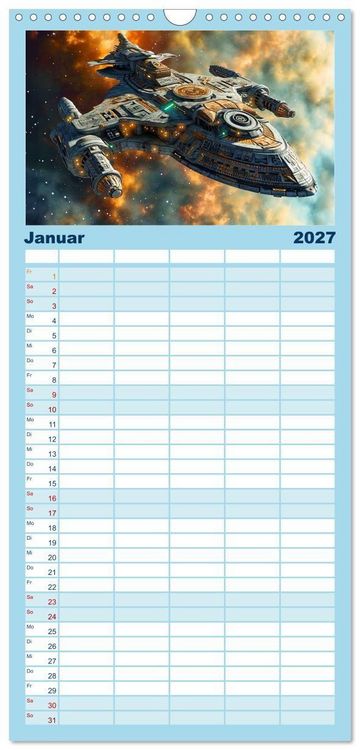 Produktbild: Familienplaner 2027 - Raumschiffe - Im Universum durch Raum und Zeit mit 5 Spalten (Wandkalender, 21 x 45 cm) CALVENDO