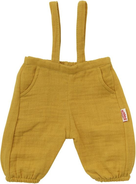 Produktbild: Puppen-Latzhose aus 100 % Bio-Baumwolle, honiggelb, mit wei&szlig;em T-Shirt, 2-teilig