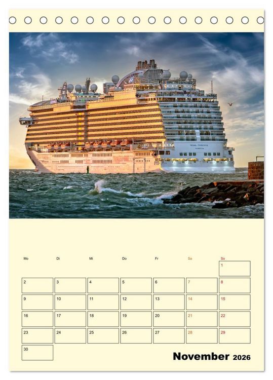 Produktbild: Kreuzfahrtschiffe - die Welt ist dein Ziel (Tischkalender 2026 DIN A5 hoch), CALVENDO Monatskalender
