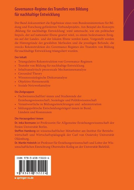 Produktbild: Governance-Regime des Transfers von Bildung f&uuml;r nachhaltige Entwicklung