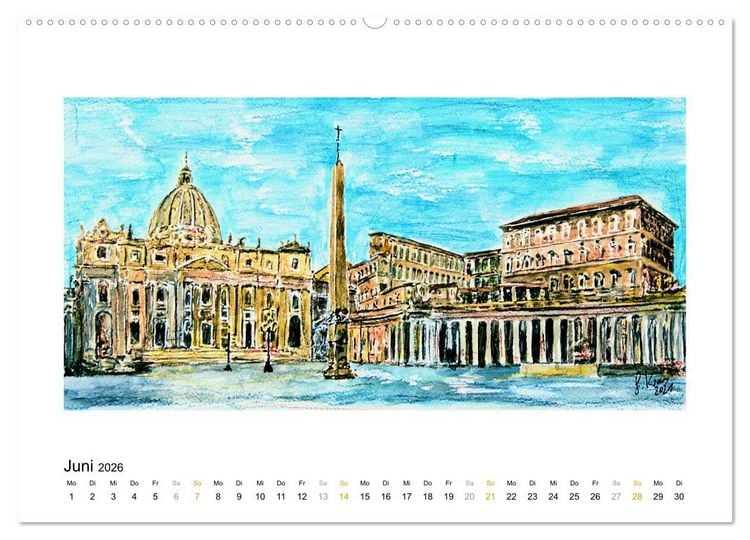 Produktbild: ROM In stillen Aquarellen (hochwertiger Premium Wandkalender 2026 DIN A2 quer), Kunstdruck in Hochglanz