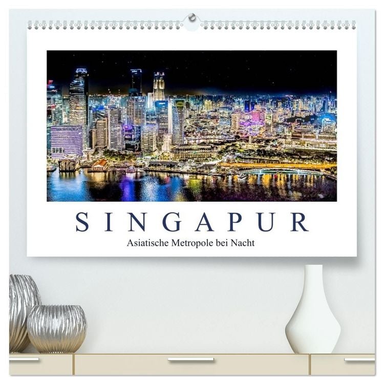 Produktbild: Singapur - Asiatische Metropole bei Nacht (hochwertiger Premium Wandkalender 2027 DIN A2 quer), Kunstdruck in Hochglanz