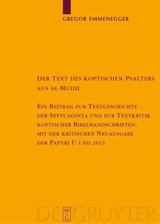 Produktbild: Der Text des koptischen Psalters aus al-Mudil