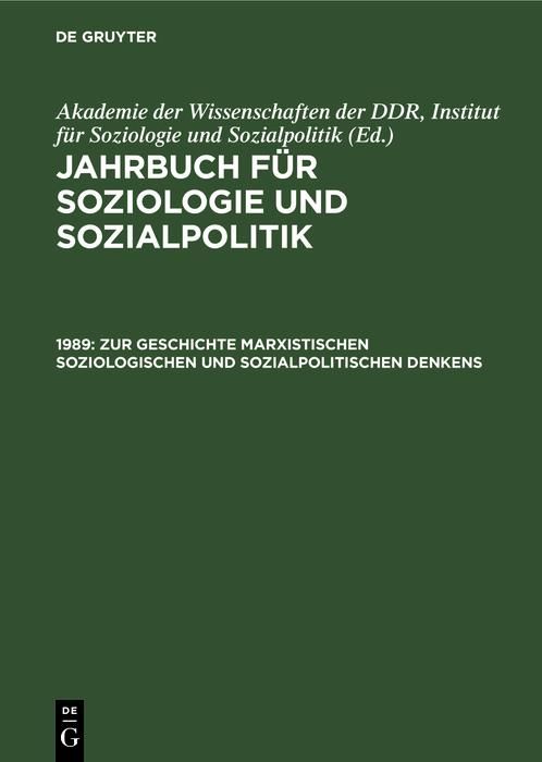 Produktbild: 1989. Zur Geschichte marxistischen soziologischen und sozialpolitischen Denkens