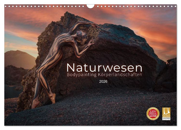 Produktbild: Naturwesen - Bodypainting K&ouml;rperlandschaften (Wandkalender 2026 DIN A3 quer), CALVENDO Monatskalender