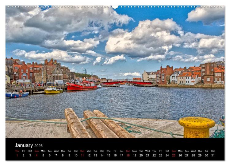 Produktbild: Whitby Harbour (High Quality Premium Wall Calendar 2026 DIN A2 landscape),CALVENDO 12 Month Wall Calendar