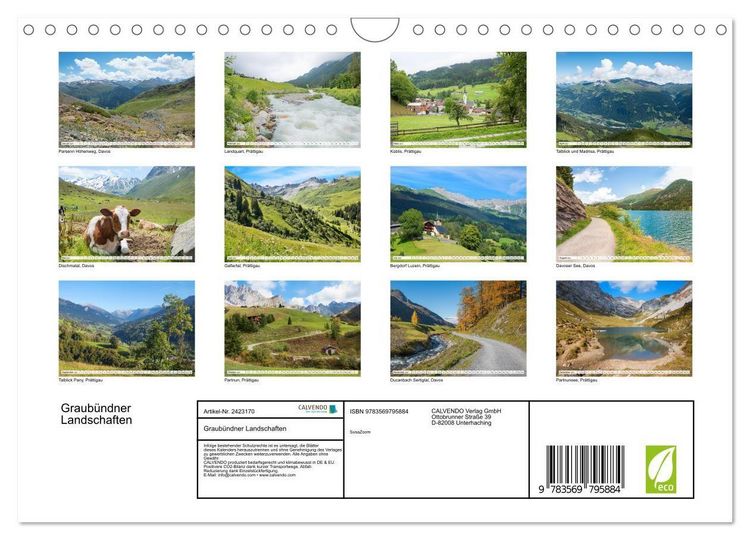 Produktbild: Graub&uuml;ndner Landschaften (Wandkalender 2027 DIN A4 quer), CALVENDO Monatskalender