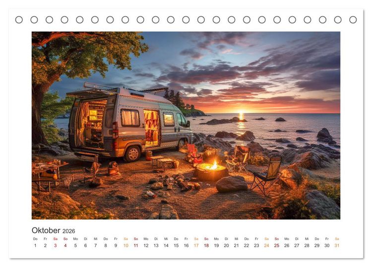 Produktbild: Abenteuer Camping (Tischkalender 2026 DIN A5 quer), CALVENDO Monatskalender
