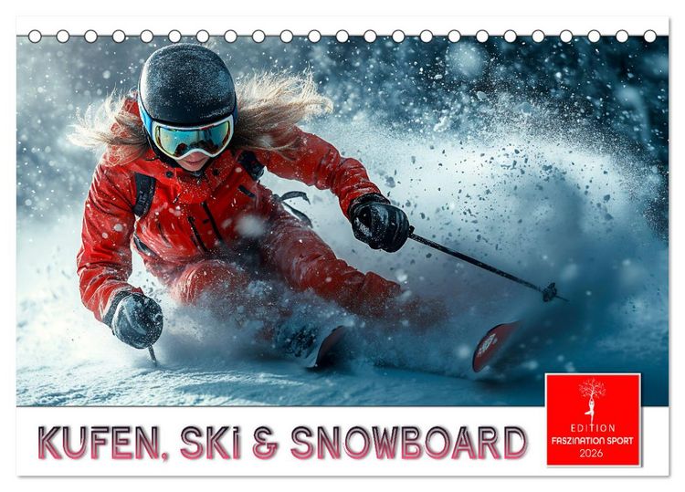 Produktbild: Kufen, Ski & Snowboard (Tischkalender 2026 DIN A5 quer), CALVENDO Monatskalender