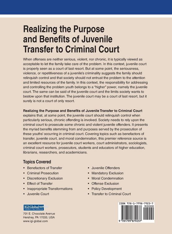 Produktbild: Realizing the Purpose and Benefits of Juvenile Transfer to Criminal Court