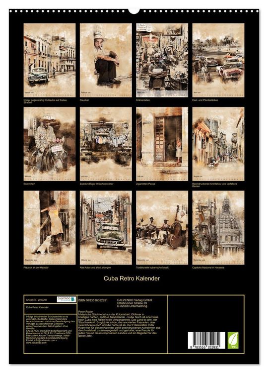 Produktbild: Cuba Retro Kalender (Wandkalender 2026 DIN A2 hoch), CALVENDO Monatskalender