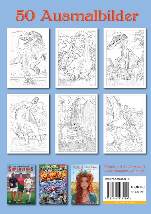 Produktbild: Punkt-zu-Punkt Dinosaurier Malbuch f&uuml;r Kinder von 7&ndash;10 Jahren mit 50 authentischen Ausmalbildern