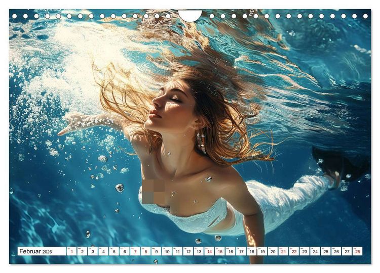 Produktbild: Aqua Desire &ndash; KI-Sch&ouml;nheiten unter Wasser (Wandkalender 2026 DIN A4 quer), CALVENDO Monatskalender