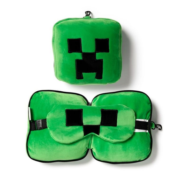 Produktbild: Relaxeazzz Pl&uuml;sch Minecraft Creeper Reisekissen & Schlafmask