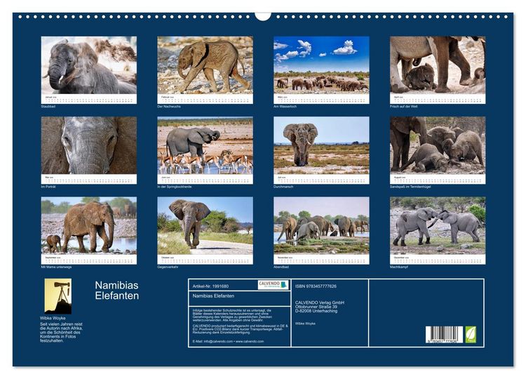 Produktbild: Namibias Elefanten (Wandkalender 2026 DIN A2 quer), CALVENDO Monatskalender